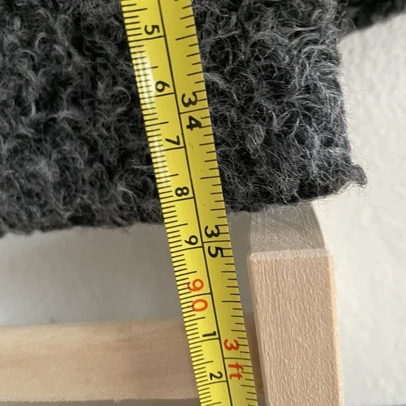 Worthington Gray Curly Wool-Look Collarless Coat Cardigan Sz Small - Picture 5 of 6